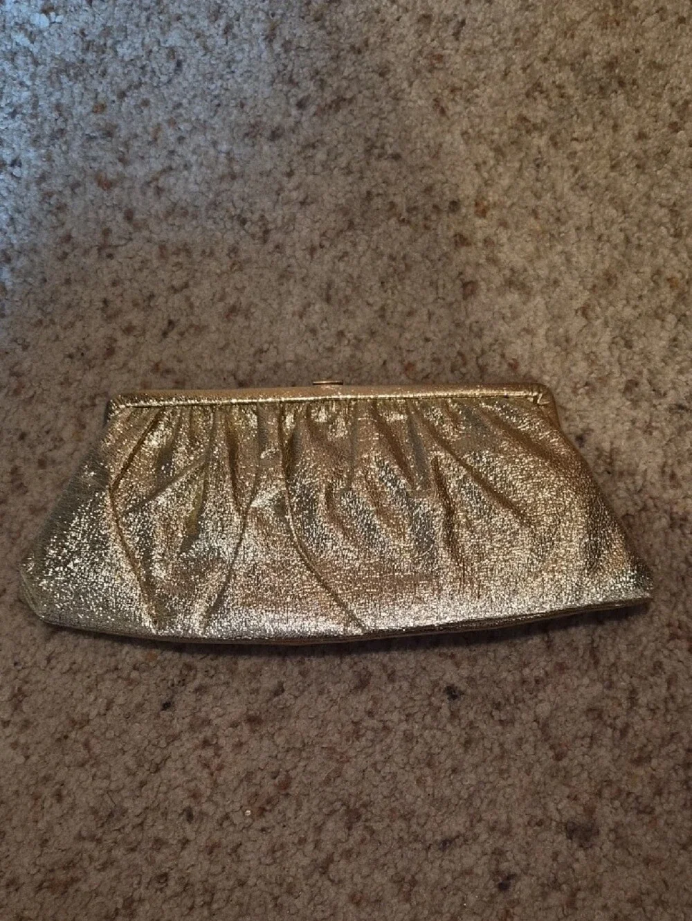 Vintage 1960s Gold Metallic Evening Clutch — Unbranded